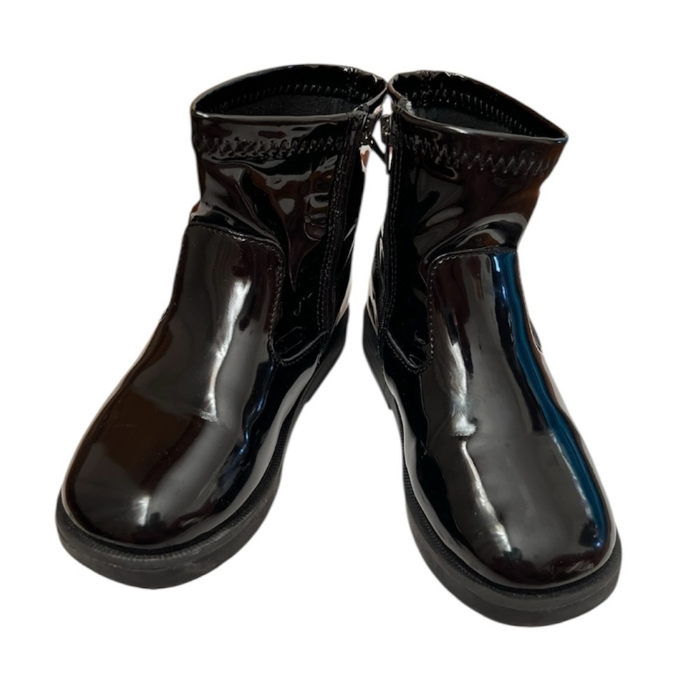 Zara|Kids Glossy Ancle High Black Patent Leather Boots-Size 9.5 or EU 26